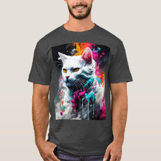 vit katt t shirt