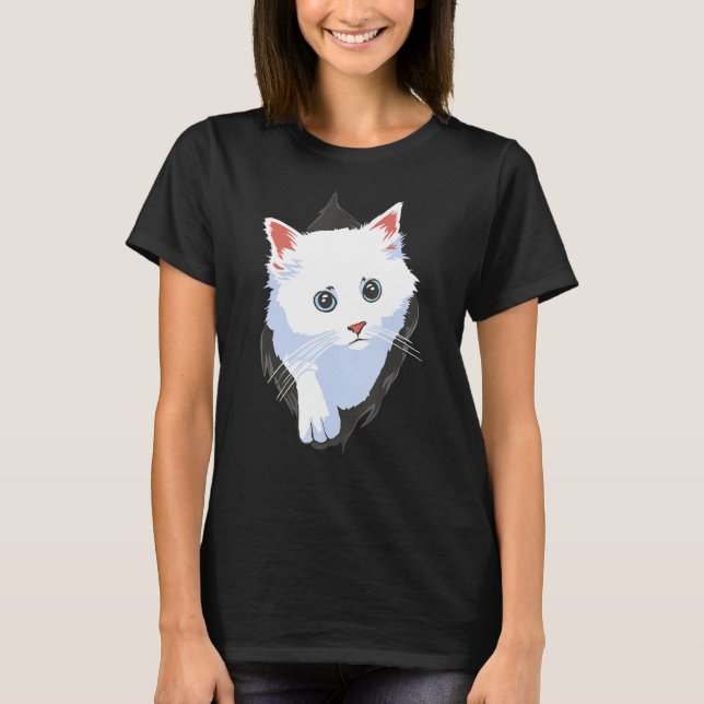 Vit Katt T Shirt (Framsida)