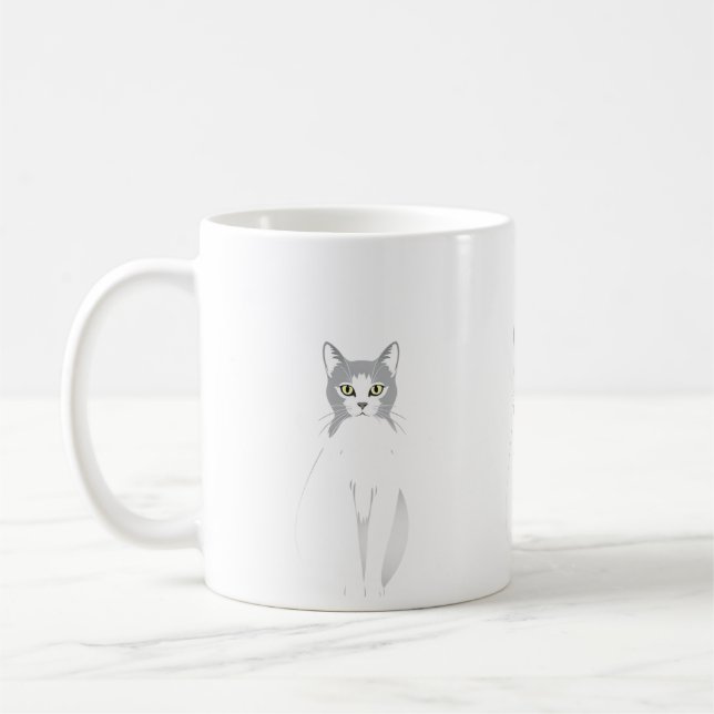 vit katt vattenfärgsroliga katter älskare kaffemugg (Vänster)