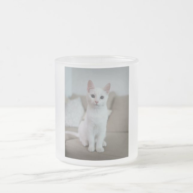 Vit katt | Zazzle_Growshop Frostad Glasmugg (Center)