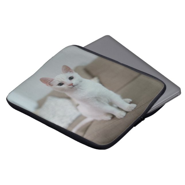 Vit katt | Zazzle_Growshop Laptop Fodral (Framsida topp)