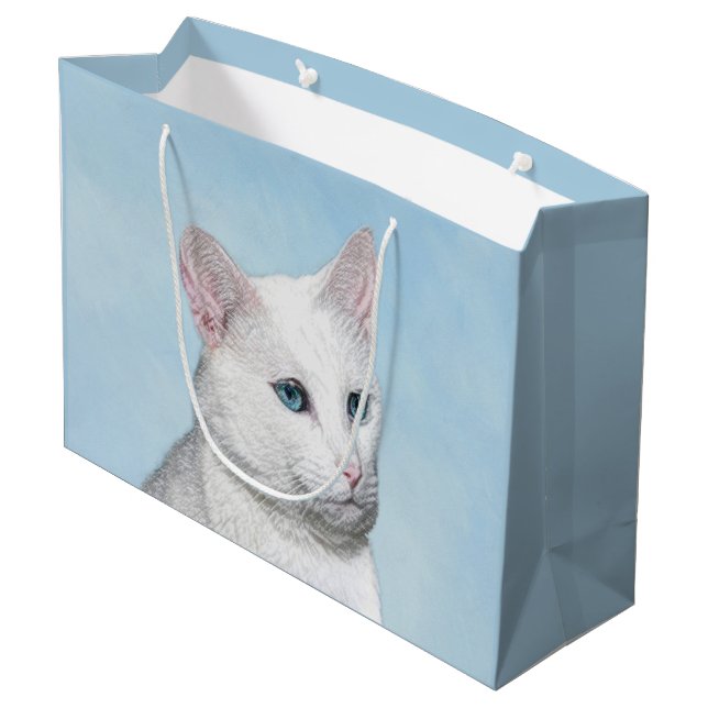 Vit kattfärg - Cute Original Cat Art (Baksidan Vinklad)