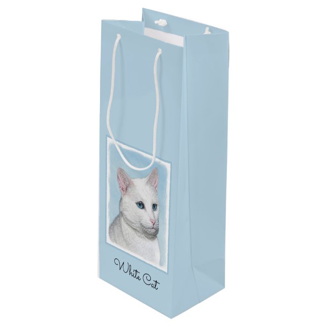 Vit kattfärg - Cute Original Cat Art (Framsidan Vinklad)