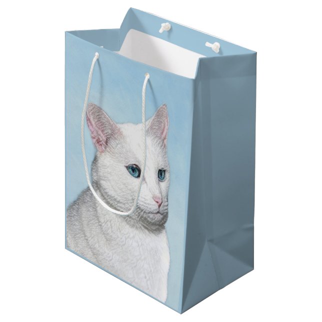 Vit kattfärg - Cute Original Cat Art (Framsidan Vinklad)