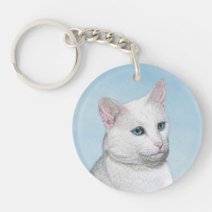 Vit kattfärg - Cute Original Cat Art