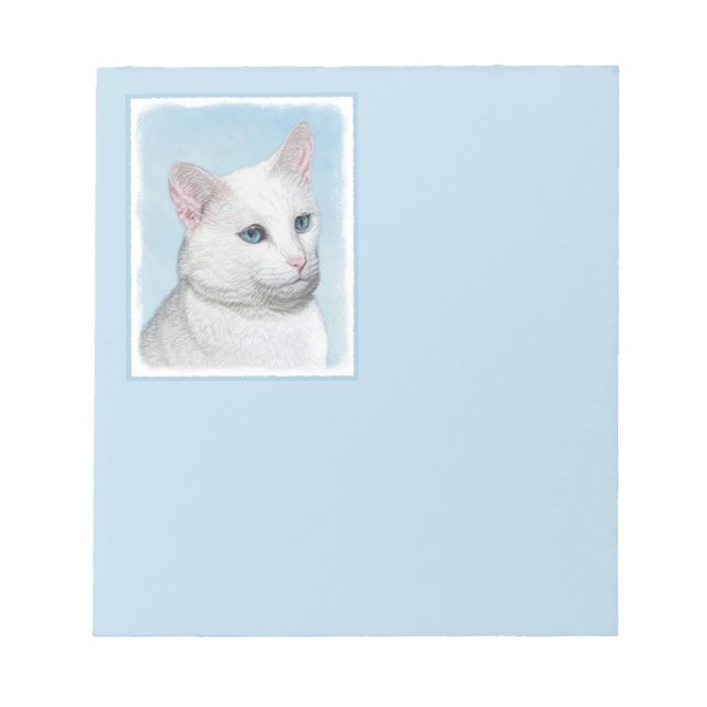 Vit kattfärg - Cute Original Cat Art Anteckningsblock (Framsida)