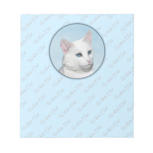 Vit kattfärg - Cute Original Cat Art Anteckningsblock