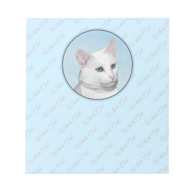 Vit kattfärg - Cute Original Cat Art Anteckningsblock (Framsida)
