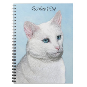 Vit kattfärg - Cute Original Cat Art Anteckningsbok
