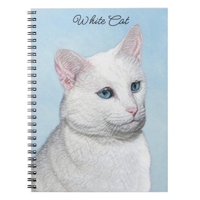 Vit kattfärg - Cute Original Cat Art Anteckningsbok (Framsidan)