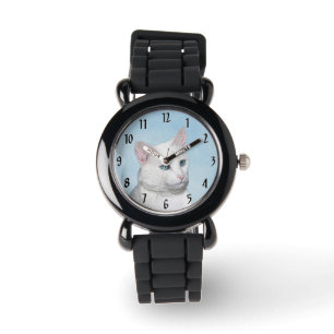 Vit kattfärg - Cute Original Cat Art Armbandsur