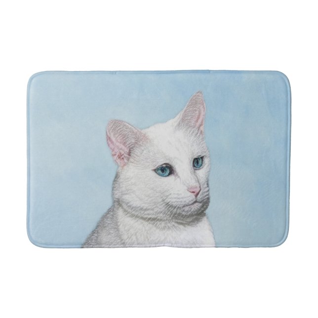 Vit kattfärg - Cute Original Cat Art Badrumsmatta (Framsidan)