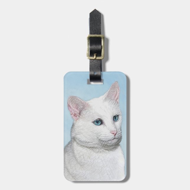Vit kattfärg - Cute Original Cat Art Bagagebricka (Vertikal Framsida)