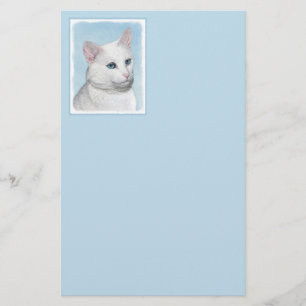Vit kattfärg - Cute Original Cat Art Brevpapper