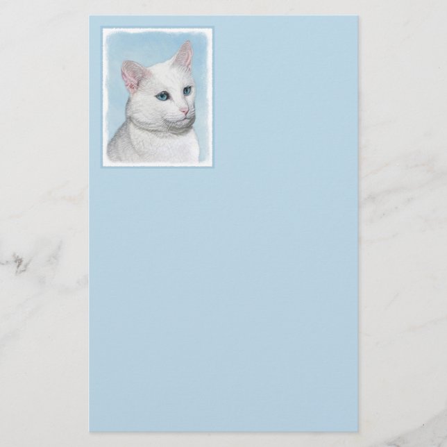 Vit kattfärg - Cute Original Cat Art Brevpapper (Framsida)