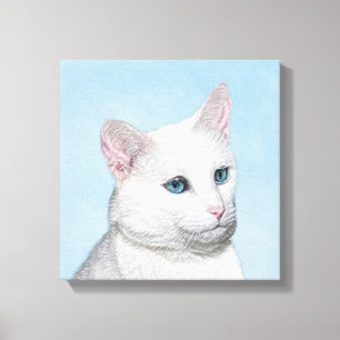 Vit kattfärg - Cute Original Cat Art Canvastryck