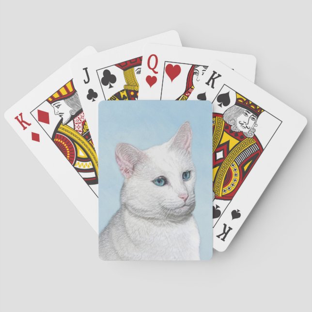 Vit kattfärg - Cute Original Cat Art Casinokort (Baksidan)