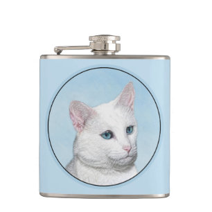 Vit kattfärg - Cute Original Cat Art Fickplunta