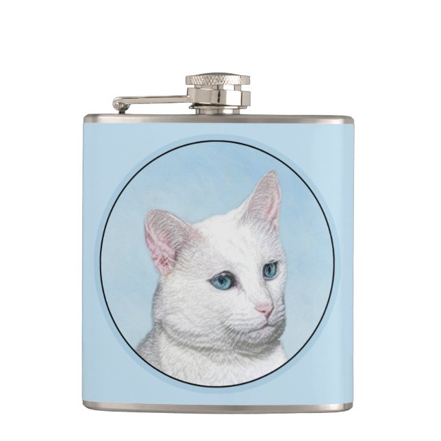 Vit kattfärg - Cute Original Cat Art Fickplunta (Framsidan)