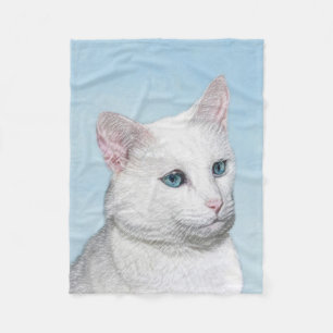 Vit kattfärg - Cute Original Cat Art Fleecefilt