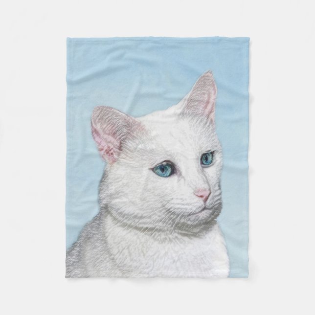 Vit kattfärg - Cute Original Cat Art Fleecefilt (Framsidan)