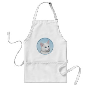 Vit kattfärg - Cute Original Cat Art Förkläde