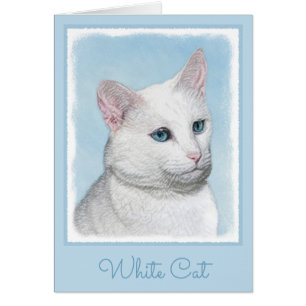 Vit kattfärg - Cute Original Cat Art Hälsningskort