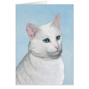 Vit kattfärg - Cute Original Cat Art Hälsningskort