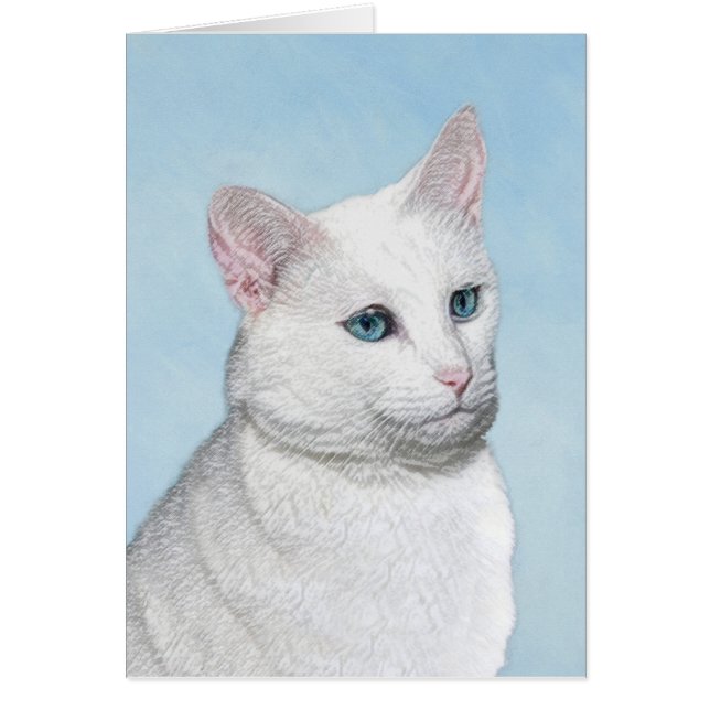Vit kattfärg - Cute Original Cat Art Hälsningskort (Framsidan)