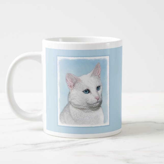 Vit kattfärg - Cute Original Cat Art Jumbo Mugg (Vänster)
