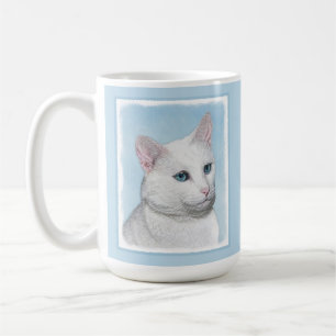 Vit kattfärg - Cute Original Cat Art Kaffemugg