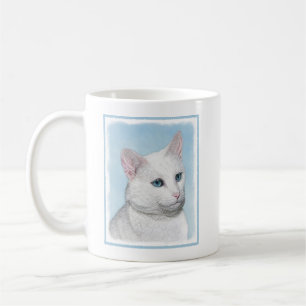 Vit kattfärg - Cute Original Cat Art Kaffemugg