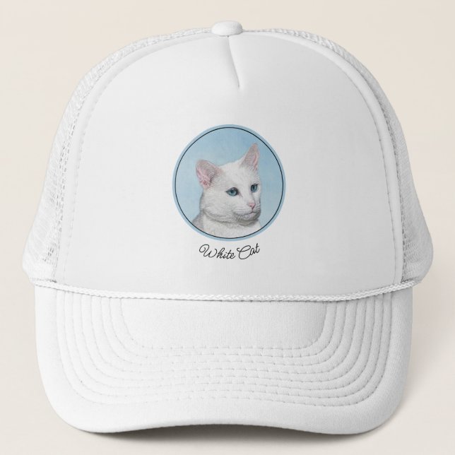 Vit kattfärg - Cute Original Cat Art Keps (Framsida)