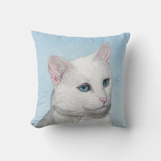Vit kattfärg - Cute Original Cat Art Kudde (Framsida)