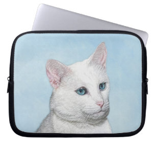 Vit kattfärg - Cute Original Cat Art Laptop Fodral