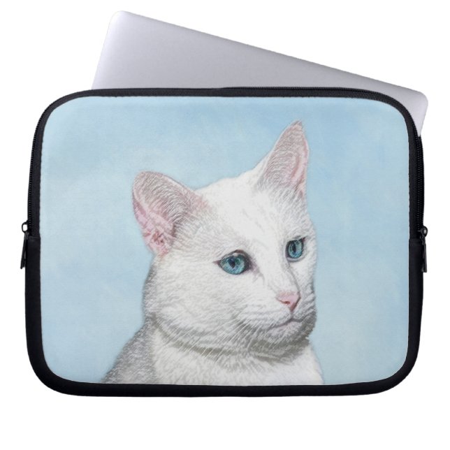 Vit kattfärg - Cute Original Cat Art Laptop Fodral (Framsidan)