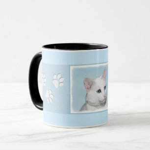 Vit kattfärg - Cute Original Cat Art Mugg