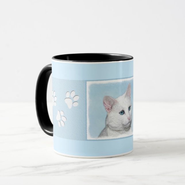 Vit kattfärg - Cute Original Cat Art Mugg (Framsida vänster)