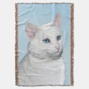 Vit kattfärg - Cute Original Cat Art Mysfilt