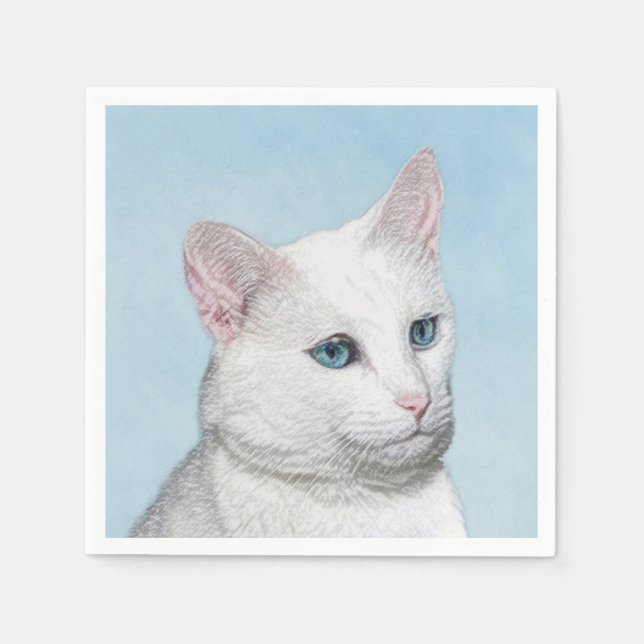 Vit kattfärg - Cute Original Cat Art Pappersservett (Framsidan)