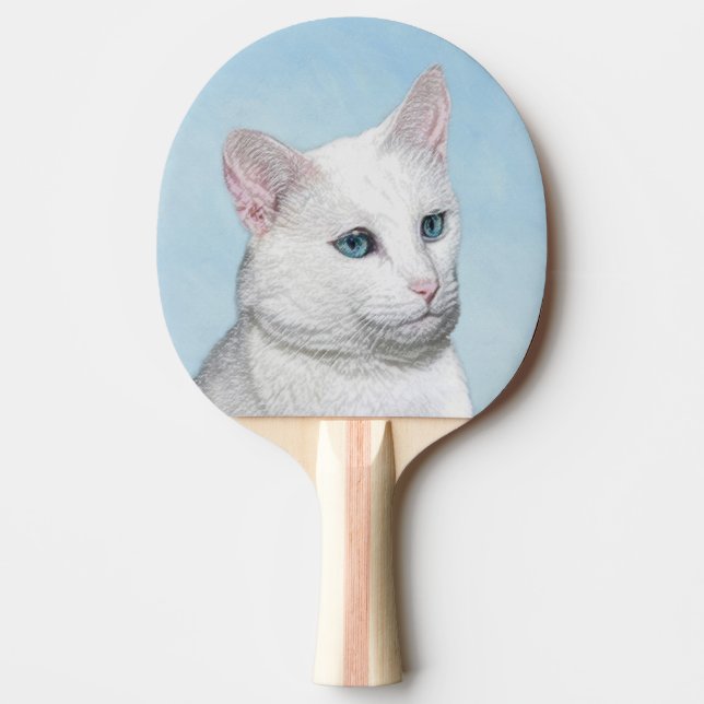 Vit kattfärg - Cute Original Cat Art Pingisracket (Framsidan)