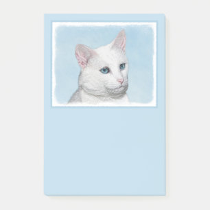 Vit kattfärg - Cute Original Cat Art Post-it Block