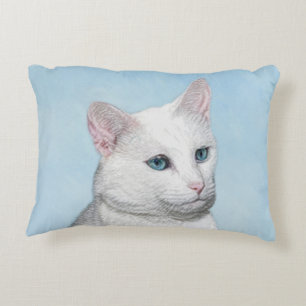 Vit kattfärg - Cute Original Cat Art Prydnadskudde
