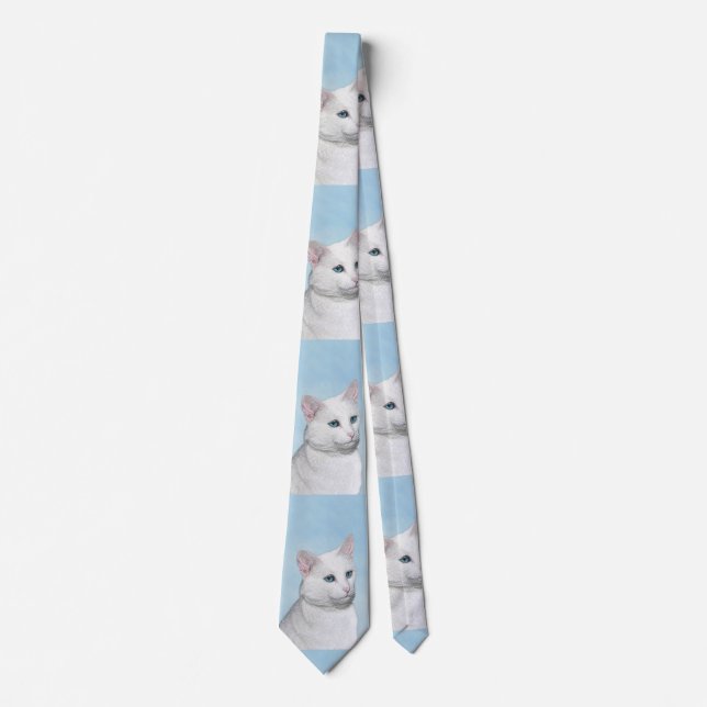 Vit kattfärg - Cute Original Cat Art Slips (Framsida)