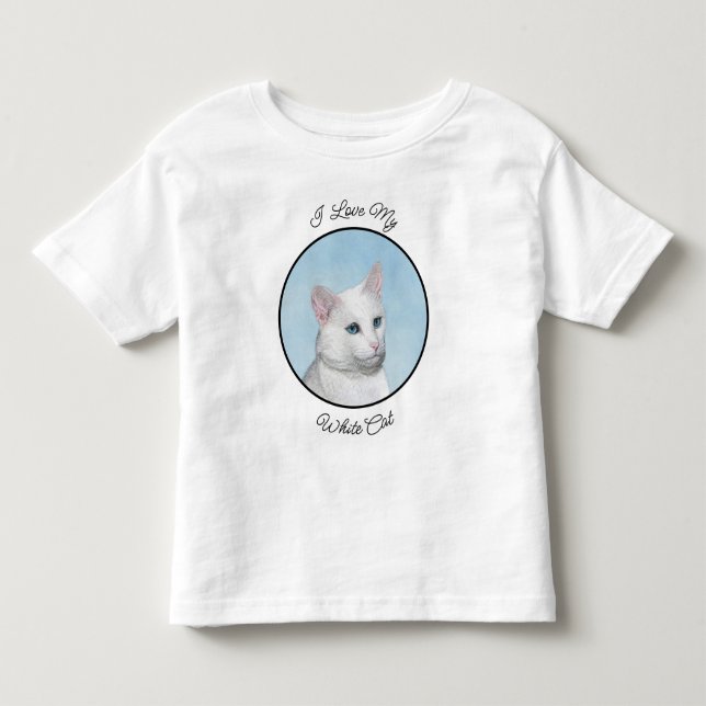 Vit kattfärg - Cute Original Cat Art Småbarn T Shirt (Framsida)