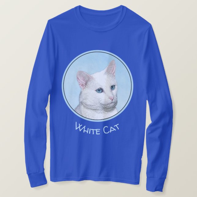 Vit kattfärg - Cute Original Cat Art T Shirt (Design framsida)