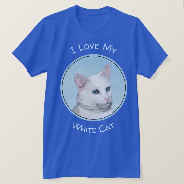 Vit kattfärg - Cute Original Cat Art T Shirt (Design framsida)
