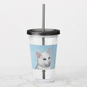 Vit kattfärg - Cute Original Cat Art Take Away Mugg