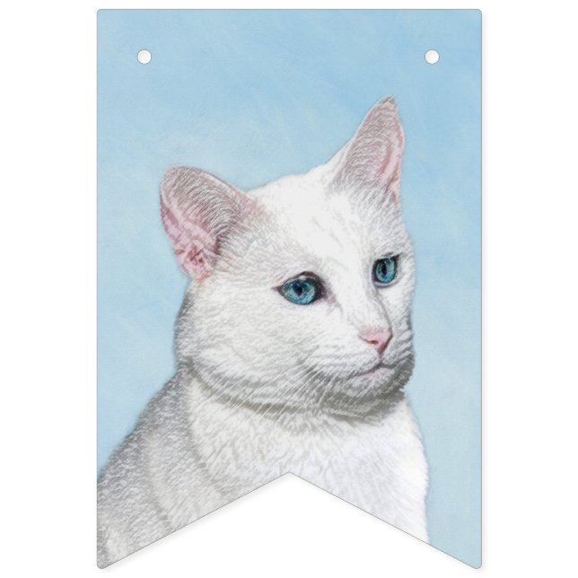 Vit kattfärg - Cute Original Cat Art Vimplar (Första flaggan)