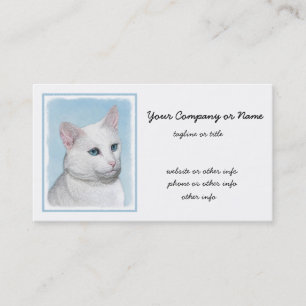 Vit kattfärg - Cute Original Cat Art Visitkort